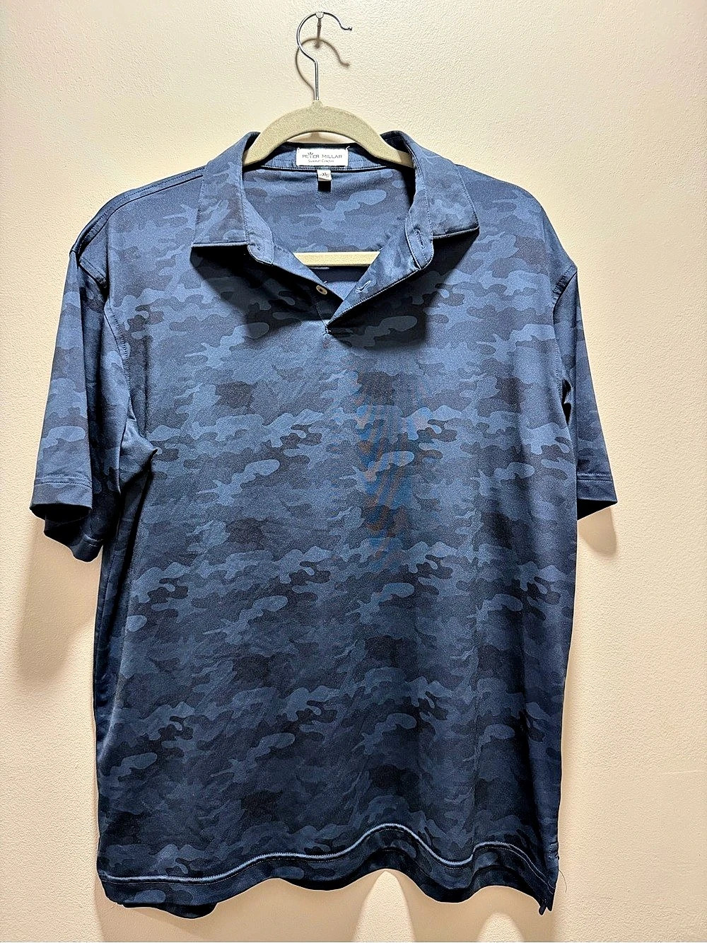 Peter Millar Summer Comfort Blue Camo Polo Shirt XL